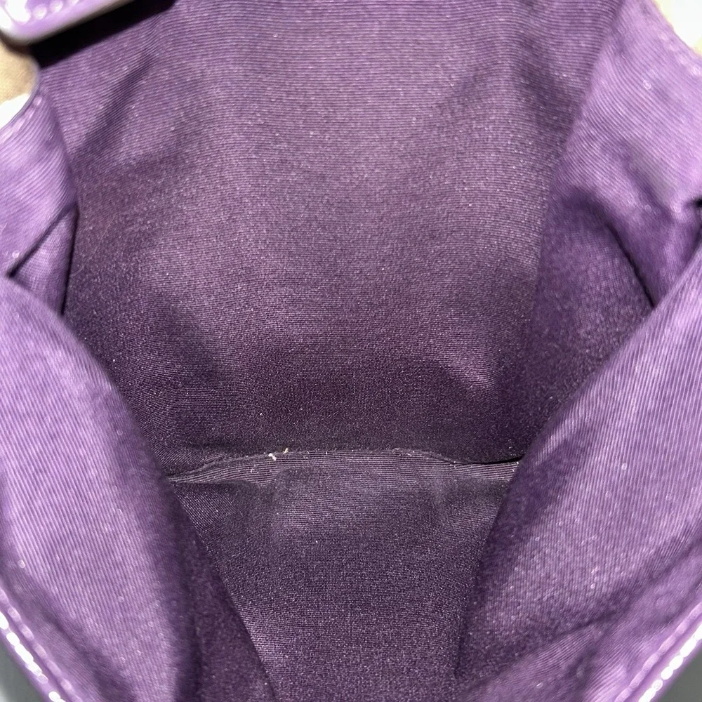 Coach Signature Stripe Satchel With Patent Leather Trim Purple‎ Bag